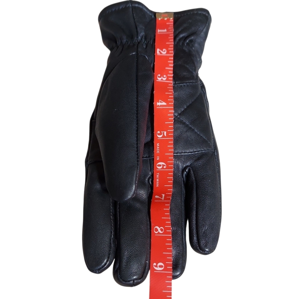 Men's Durable Black Leather Fleece Lined Gloves Large - Picture 3 of 10